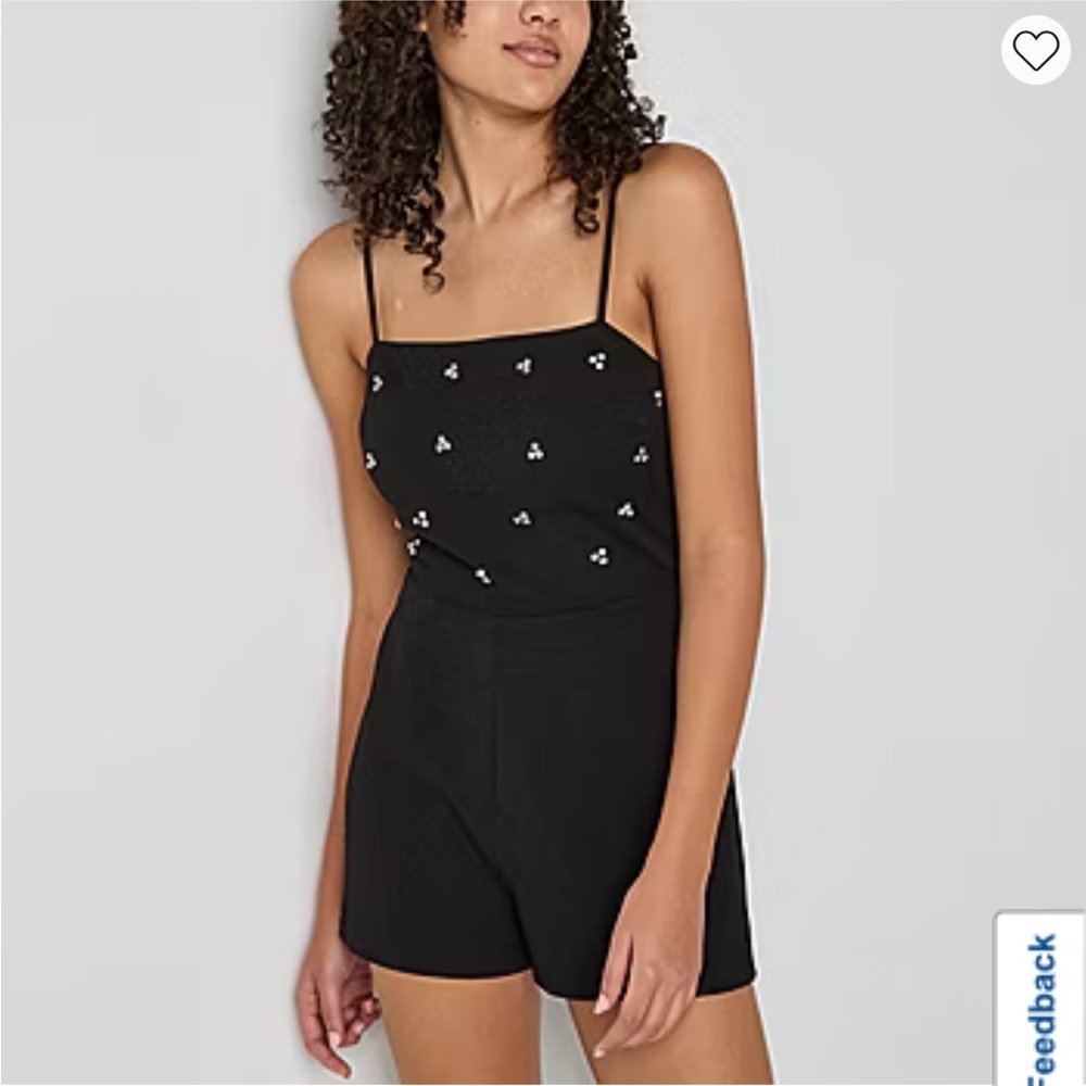 City Triangles Chic Black Embellished Spaghetti Strap Romper